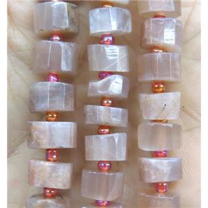 orange MoonStone beads, faceted heishi, approx 7-11mm dia [GMLB4056]