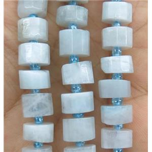 Aquamarine beads, faceted heishi, approx 7-11mm dia [GMLB4059]