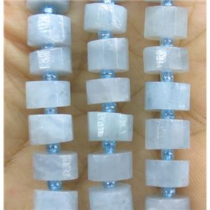 Aquamarine beads, A-grade, faceted heishi, approx 7-11mm dia [GMLB4060]