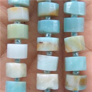 Amazonite bead, faceted heishi, approx 7-11mm dia [GMLB4071]