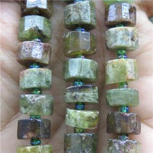 green Garnet bead, faceted heishi, approx 7-11mm dia [GMLB4075]