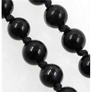 round black Onyx Agate knot Necklace Chain, approx 8mm dia, 35.5 inch length [GMLB4078]