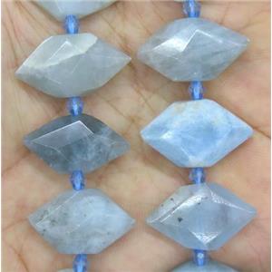 blue Aquamarine bead, faceted bullet, approx 13-22mm [GMLB4079]