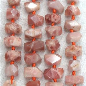 pink SunStone beads, faceted freeform, approx 8x12mm [GMLB4102]