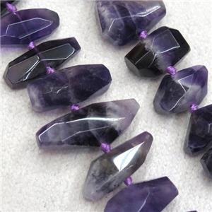 Amethyst beads, faceted freeform, purple, approx 13x18mm [GMLB4104]