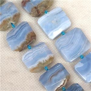 Blue Lace Agate nugget beads, faceted Oblong, approx 15-22mm [GMLB4111]