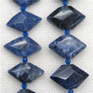 blue Sodalite bead, faceted bullet, approx 13-22mm [GMLB4138]