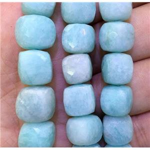 green Amazonite beads, faceted cube, approx 10x10mm [GMLB4141]