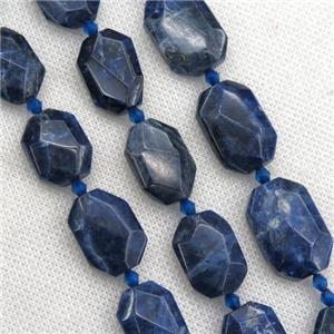 blue Sodalite beads, faceted rectangle, approx 15-22mm [GMLB4146]