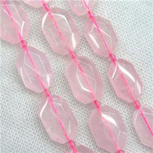 Rose Quartz beads, pink, faceted rectangle, approx 15-22mm [GMLB4147]