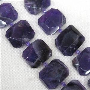purple Amethyst nugget bead, faceted rectangle, approx 15-22mm [GMLB4195]