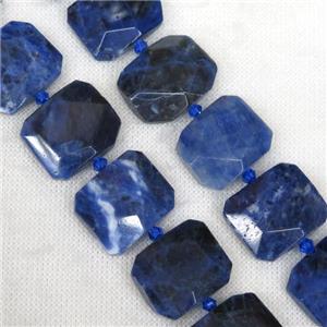 blue Sodalite nugget beads, faceted rectangle, approx 15-22mm [GMLB4196]