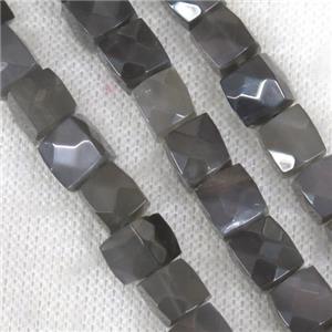 gray MoonStone bead, faceted cube, approx 8x8x8mm [GMLB4198]
