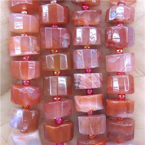red Agate Carnelian beads, faceted heishi, approx 7-11mm [GMLB4201]