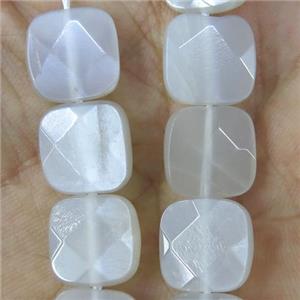 gray-white MoonStone beads, faceted square, approx 12x12mm [GMLB4209]