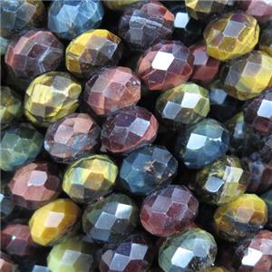 tiger eye stone beads, faceted rondelle, multi color, approx 4x6mm [GMLB4243-4X6MM]
