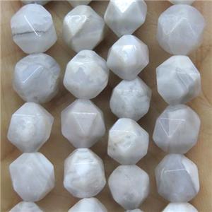 faceted round White Chinese Crazy Agate beads ball, approx 8mm dia [GMLB4276-8MM]