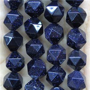 faceted round Blue SandStone beads ball, approx 8mm dia [GMLB4283-8MM]