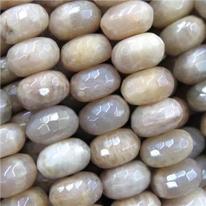 peach MoonStone beads, light electroplated, faceted rondelle, approx 5x8mm [GMLB4288-5X8MM]