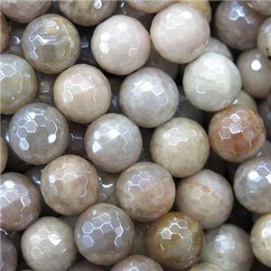 peach MoonStone beads, light electroplated, faceted round, approx 14mm dia [GMLB4290-14MM]
