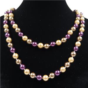 Pearlized Shell knoted necklace, round, approx 8mm, 90cm length [GMLB4299]