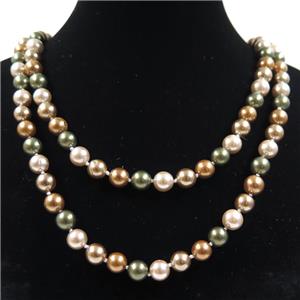 Pearlized Shell knoted necklace, round, approx 8mm, 90cm length [GMLB4300]