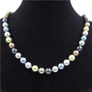 Pearlized Shell knoted necklace with clasp, round, approx 8mm, 40cm length [GMLB4304]