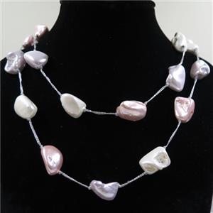 Pearlized Shell necklace, freeform, approx 12-20mm, 88cm length [GMLB4312]