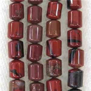 black lace Red Jasper tube beads, approx 6x8mm [GMLB4370]
