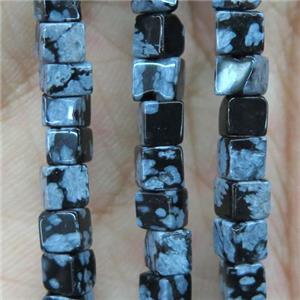 Snowflake Jasper cube beads, approx 4x4x4mm [GMLB4378]