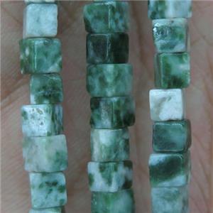 green Tree Agate cube beads, approx 4x4x4mm [GMLB4382]