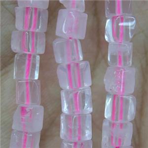 Rose Quartz cube beads, pink, approx 4x4x4mm [GMLB4383]