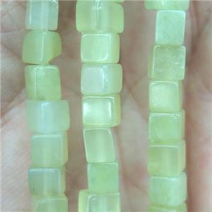 lt.green Jade cube beads, approx 4x4x4mm [GMLB4387]