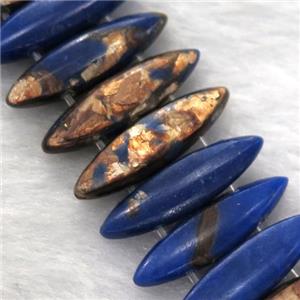 blue Imperial Jasper oval beads with broznite, approx 22mm wide [GMLB4393]