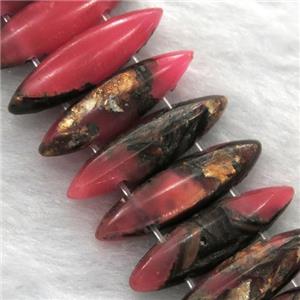 red Imperial Jasper oval beads with broznite, approx 22mm wide [GMLB4395]
