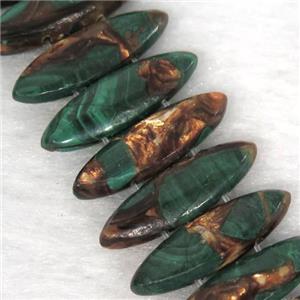 green Imperial Jasper oval beads with broznite, approx 22mm wide [GMLB4397]