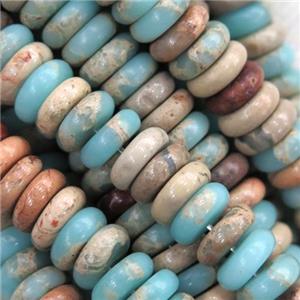 Imperial Jasper heishi beads, blue, approx 3x10mm [GMLB4406-3X10MM]
