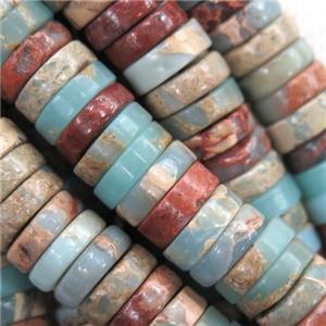 blue Imperial Jasper heishi beads, synthetic, approx 2x4mm [GMLB4407-2X4MM]