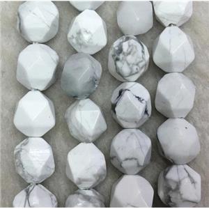 white Howlite Turquoise ball beads, faceted round, approx 6mm dia [GMLB4408-6MM]