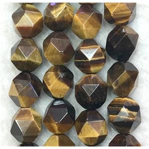 yellow Tiger eye stone ball beads, faceted round, approx 10mm dia [GMLB4412-10MM]