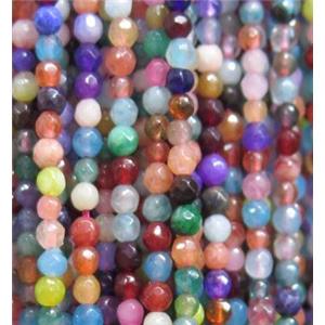 tiny jade beads, faceted round, dye, mixed color, approx 2mm dia [GMOT1008]