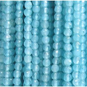 tiny jade seed beads, faceted round, dye aqua, approx 2mm dia [GMOT1009]