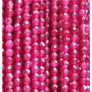 tiny jade bead, faceted round, dye red, approx 2mm dia [GMOT1010]