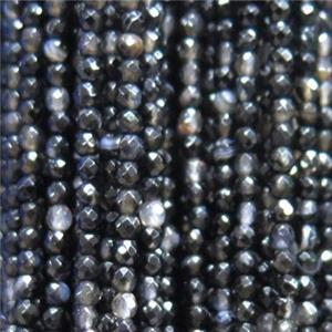 tiny jade bead, faceted round, dye black, approx 2mm dia [GMOT1014]