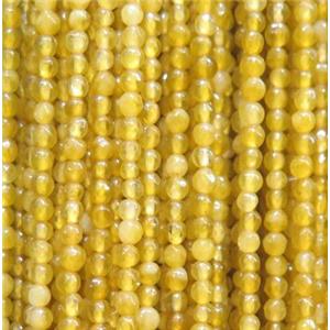 tiny jade bead, faceted round, dye gold, approx 2mm dia [GMOT1015]
