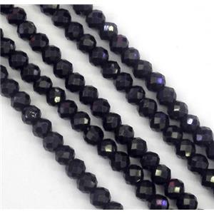 tiny black Spinel beads, faceted rondelle, approx 2x3mm [GMOT1036]