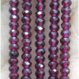tiny Garnet Beads, faceted rondelle, deepRed, approx 1x2mm [GMOT1048]
