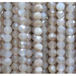 tiny moonstone beads, faceted round, light orange, approx 3mm dia [GMOT1058]