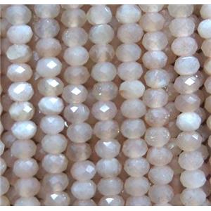 tiny moonstone beads, faceted rondelle, light orange, approx 2x3mm [GMOT1059]