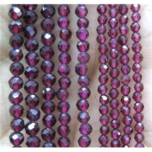 tiny Garnet Beads, faceted round, darkRed, approx 3mm dia [GMOT1061-3MM]